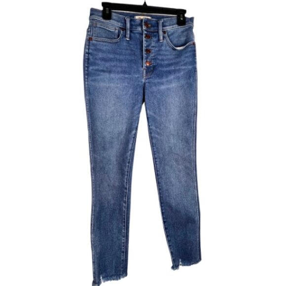 MADEWELL 10" Button Front High Rise Frayed Hem Skinny Jean Size 6/28 - Picture 2 of 12